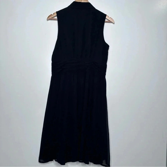 Karl Lagerfeld Paris NWOT Black Sleeveless Button-Up Ruched Waist Dress Size 8 - Picture 4 of 8